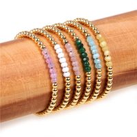 New Accessories Multi-color Mixed Faceted Natural Stone Bracelet Copper Plated Bead Adjustable Bracelet main image 4