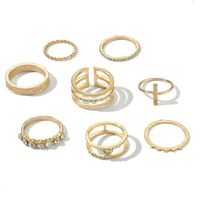 Fashion Rings For Women Twist Diamond Open Slotted Ring 8-piece Retro Joint Ring Set main image 6