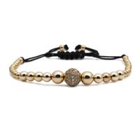 Black Gallstone Crown Bracelet Copper Micro Inlaid Zircon 10mm Drill Ball Adjustable Braided Bracelet main image 2