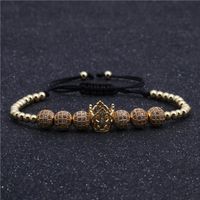 Croix-frontière Vente Chaude  Micro Incrusté Zircon Couronne Bracelet De Cuivre Perle Tressé Cz Strass Boule Bracelet Bracelet main image 3