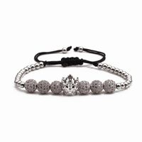 Croix-frontière Vente Chaude  Micro Incrusté Zircon Couronne Bracelet De Cuivre Perle Tressé Cz Strass Boule Bracelet Bracelet main image 6