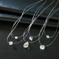 Jewelry Double Invisible Necklace Mermaid Tear Necklace Water Drop Transparent Zircon Necklace main image 4