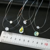 Jewelry Double Invisible Necklace Mermaid Tear Necklace Water Drop Transparent Zircon Necklace main image 6