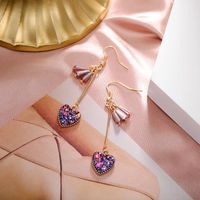 Korean Fashion Metal Texture Heart Shape Long Earrings Wholesales Yiwu Suppliers China main image 1