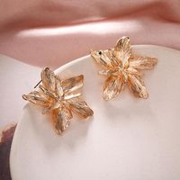 Simple Metallic Flower Three-dimensional Metal Petal Petal Earrings For Women Wholesales Yiwu De Moda Suppliers China main image 1
