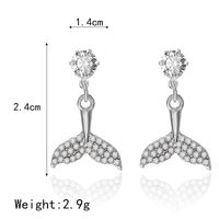 Korean Fishtail Micro Inlaid Zircon Earrings Simple Long Earrings Women main image 4