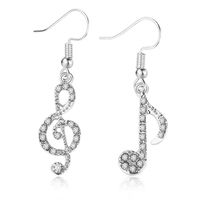 Asymmetrical Earrings With Diamond Notes Student Girl Shine Personality Music Symbol Jewelry main image 2