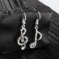 Asymmetrical Earrings With Diamond Notes Student Girl Shine Personality Music Symbol Jewelry main image 3