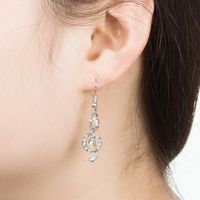 Asymmetrical Earrings With Diamond Notes Student Girl Shine Personality Music Symbol Jewelry main image 5