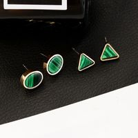 Marble Emerald Geometric Circle Triangle Turquoise Earrings main image 3