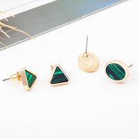 Marble Emerald Geometric Circle Triangle Turquoise Earrings main image 4