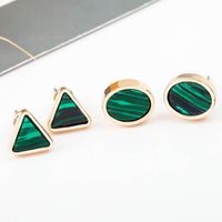 Marble Emerald Geometric Circle Triangle Turquoise Earrings main image 5