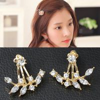 Fashion Girls Jewelry Wholesale Diamond Crystal Earrings Branches Back Hanging Zircon Earrings main image 3