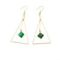 Handmade Fashion Simple Korean Geometric Triangle Wild Earrings Turquoise Pierced Ear Clips main image 3