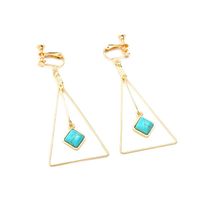 Handmade Fashion Simple Korean Geometric Triangle Wild Earrings Turquoise Pierced Ear Clips main image 4
