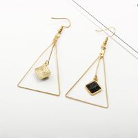 Handmade Fashion Simple Korean Geometric Triangle Wild Earrings Turquoise Pierced Ear Clips main image 6