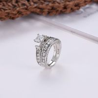 New Couple Two-piece Big Zircon Ring Environmental Protection Copper Diamond Bridal Wedding Ring main image 5