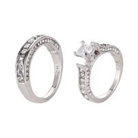 New Couple Two-piece Big Zircon Ring Environmental Protection Copper Diamond Bridal Wedding Ring main image 6
