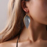 Fashion Creative Earrings Simple Leaf Water Drop Pu Artificial Leather Earring Jewelry Wholesale main image 2