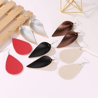 Fashion Creative Earrings Simple Leaf Water Drop Pu Artificial Leather Earring Jewelry Wholesale main image 3