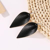Fashion Creative Earrings Simple Leaf Water Drop Pu Artificial Leather Earring Jewelry Wholesale main image 4