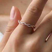 Fashion Simple Diamond Twist Ring Ms. Environmentally Friendly Copper Diamond Twisted Bridal Ring main image 1