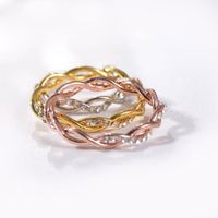 Fashion Simple Diamond Twist Ring Ms. Environmentally Friendly Copper Diamond Twisted Bridal Ring main image 4