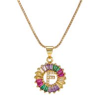 Necklace Creative Necklace Clavicle Chain Micro Inlaid Color Zircon 26 Letter Necklace Women sku image 19