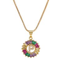 Necklace Creative Necklace Clavicle Chain Micro Inlaid Color Zircon 26 Letter Necklace Women sku image 20