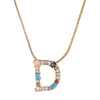 Necklace Clavicle Chain Micro Inlaid Color Zircon 26 Letter Necklace For Women sku image 4