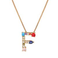 Necklace Clavicle Chain Micro Inlaid Color Zircon 26 Letter Necklace For Women sku image 5