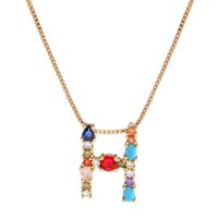 Necklace Clavicle Chain Micro Inlaid Color Zircon 26 Letter Necklace For Women sku image 7