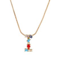 Necklace Clavicle Chain Micro Inlaid Color Zircon 26 Letter Necklace For Women sku image 8