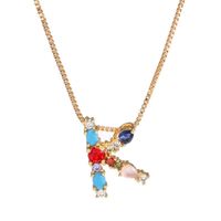 Necklace Clavicle Chain Micro Inlaid Color Zircon 26 Letter Necklace For Women sku image 9