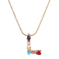 Necklace Clavicle Chain Micro Inlaid Color Zircon 26 Letter Necklace For Women sku image 10