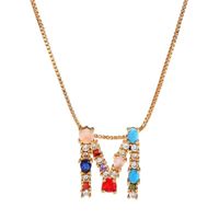 Necklace Clavicle Chain Micro Inlaid Color Zircon 26 Letter Necklace For Women sku image 11