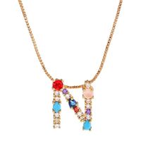 Necklace Clavicle Chain Micro Inlaid Color Zircon 26 Letter Necklace For Women sku image 12