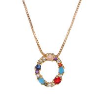 Necklace Clavicle Chain Micro Inlaid Color Zircon 26 Letter Necklace For Women sku image 13