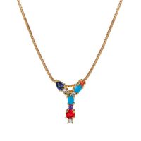 Collier Creative Collier Pour Femmes Européen Et Américain Clavicule Chaîne Micro-incrusté Couleur Zircon 26 Lettres Collier Pour Les Femmes sku image 17