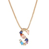Necklace Clavicle Chain Micro Inlaid Color Zircon 26 Letter Necklace For Women sku image 18