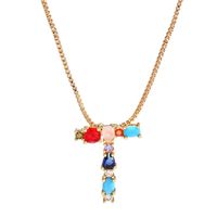Necklace Clavicle Chain Micro Inlaid Color Zircon 26 Letter Necklace For Women sku image 19