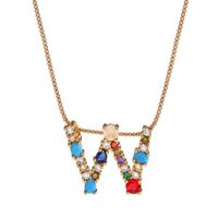 Necklace Clavicle Chain Micro Inlaid Color Zircon 26 Letter Necklace For Women sku image 22