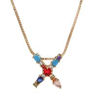 Collier Creative Collier Pour Femmes Européen Et Américain Clavicule Chaîne Micro-incrusté Couleur Zircon 26 Lettres Collier Pour Les Femmes sku image 23