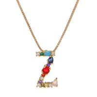 Necklace Clavicle Chain Micro Inlaid Color Zircon 26 Letter Necklace For Women sku image 24