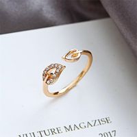 Koreanische Version Von Schmuck Großhandel Außenhandel Mode Flash-diamant Liebes Ring Blatt Strass Pfirsich Herz Verstellbarer Gelenk Ring sku image 1