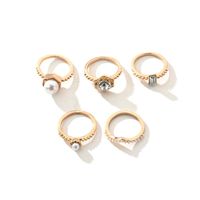 Fashion Lady Ring Ring Pearl Bright Diamond Anillo De Cinco Piezas sku image 1