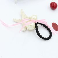 Korea New Size Pearl Hair Ring Ribbon Bow Hair Rope Sweet Head Rope Wholesale sku image 1