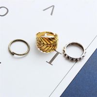 Korean Fashion Jewelry Retro Leaf Decoration Ring Three Piece Set sku image 2