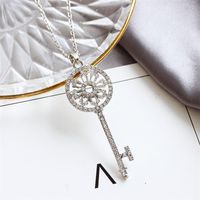 Korean New Wholesale Diamond Garland Key Necklace Long Chain Fashion Sweater Chain sku image 1