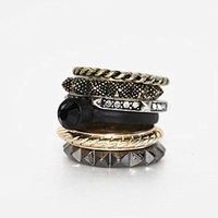Korean Fashion Wild Exaggerated Ring Ring Retro 6 Six-piece Diamond Ring Wholesale sku image 1